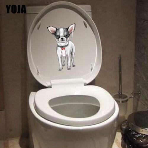 YOJA 15.1*24.3CM Interesting Dog Toilet Sticker Wall Decal BedRoom Home Decor Cartoon Animal T3-0643