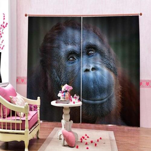 Animal Shower CurtainThe Head Of An Orangutan Blackout Curtain Living Room Sunshade Window Curtain Custom-made Size
