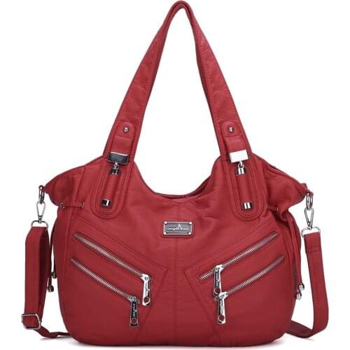 Angel Kiss Women Washed PU Faux Leather shoulder Bag Messenger Bag with Long Strap