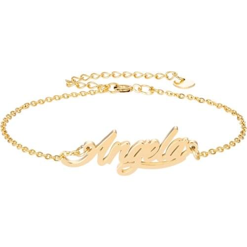 Angela Name Bracelet for Women Girl Jewelry Stainless Steel 18k Gold Plated Nameplate Pendant Femme Mother Girlfriend Best Gift