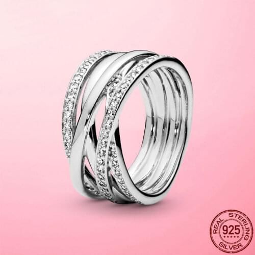 Female Ring 2021 New 925 Sterling Silver Sparkling & Polished Lines Finger Ring for Women Wedding Engagement Jewelry Gift Anel