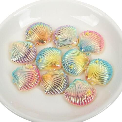 10Pcs 5 Colors Gradient Symphony Shell Resin Kawaii Accessories Scrapbooking Cabochon Flatback Decoration Craft Embellishment
