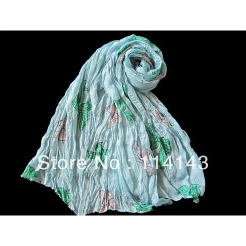 10pcs/lot Fashion Bow Knot Print Crinkled Scarf Shawl Wrap 160cm*50cm, Free Shipping