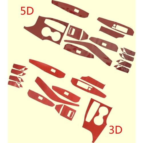 18pcs Car Carbon Fiber Style Car Interior Decoration Sticker Cover Trim Kit Red Fit For Toyota Camry 2018-2020