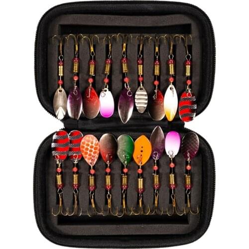 18pcs/lot Fishing Spinner with Storage Box High Quality Fishing Wobbler Hard Baits Spinnerbait Artificial with Box Fishing Hot