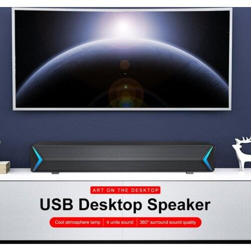 2020 Rondaful USB Bar Speaker Portable Durable Desktop Subwoofer Computer Audio Sound Bar Universal For Computer Smart Phone