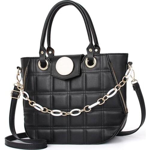 2021 Solid color stylish one-shoulder tote bag for women Bucket bag fashion rhombus portable messenger bag with small PU leather