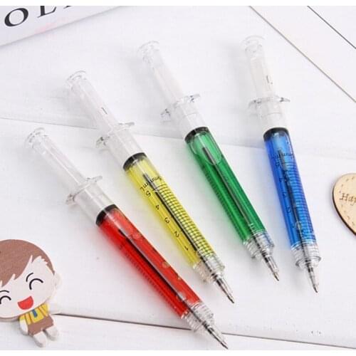 4Pcs Novelty Injection Syringe Gel Pen Ballpoint Black Ink Liquid Style