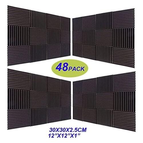 48 pieces fitted with acoustic foam wedge studio sound insulation bricks 30 cm X 30cm X 2.5cm