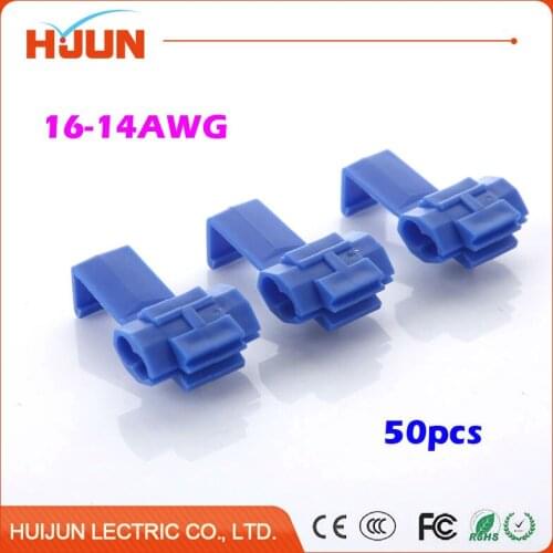 50pcs/lot Blue Scotch Lock Quick Splice Connector Cable Joiner Crimp Terminal Soft Wire 1.5-2.5mm2 16-14AWG