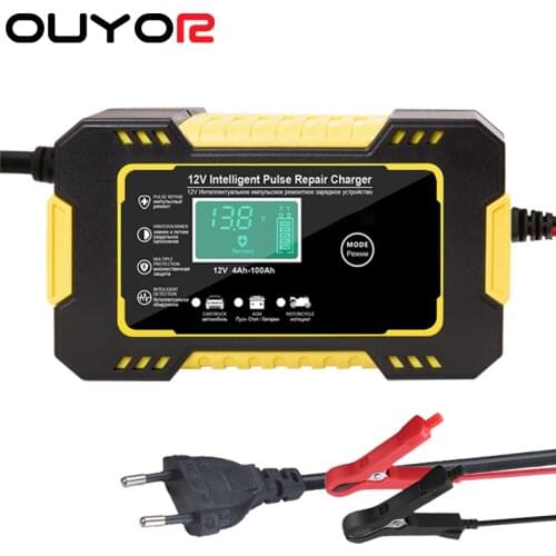 Car Battery Charger 12v 6A Pulse Repair LCD Display Smart Charge AGM Deep Cycle GEL Lead-Acid Automatic Fast Power Charging