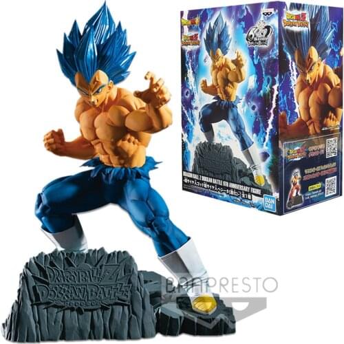 BANDAI Dragon Ball Z 18cm Blue Vegeta Super Saiyan God Fierce battle Figures PVC Toys Model Anime Figura Collect Doll