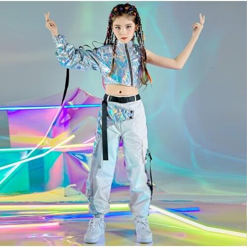 2021 Fashion Hip Hop Dance Clothes Sliver Single Sleeved Hiphop Pants Suit Jazz Performance Costumes Street Dance Wear DQS6551