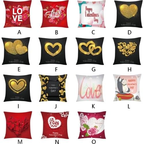 Lover Heart Flower Printed Pillow Case Valentines Day Polyester Sofa Car Home Decoration Accessories PCushion Cover Room Decor