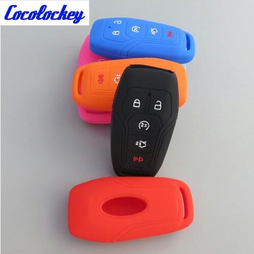 Cocolockey Silicone Car Key Cover Case for FORD LINCOLN MKZ MKC MKX Smart Remote Keyless Enter 5 Button Car Styling