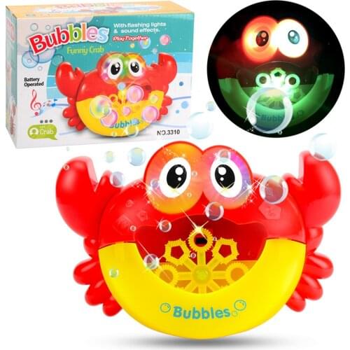Baby Bath Toys Funny Cute Crab Bubble Blower Maker Machine Bathtub Shower Bath Soap Toy with Light Music Sound for Children Kids