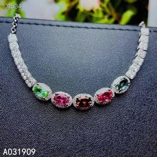 KJJEAXCMY boutique jewelry 925 sterling silver inlaid Natural tourmaline gemstone bracelet ladies support detection popular