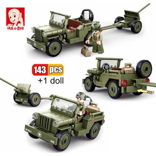 Sluban 143Pcs World War II Normandy Landing US SUV Jeep Type Building Blocks WW2 Military Army Car Model Bricks Toys Gifts Boys