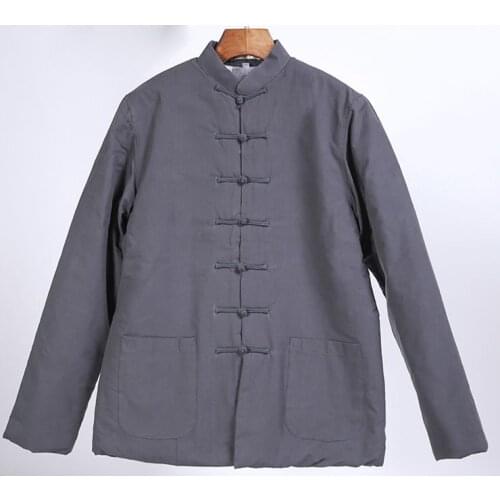 8color cotton Winter&Autumn men warm tang suits tai chi wing chun lay meditation kung fu uniforms martial arts outfit jacketblue