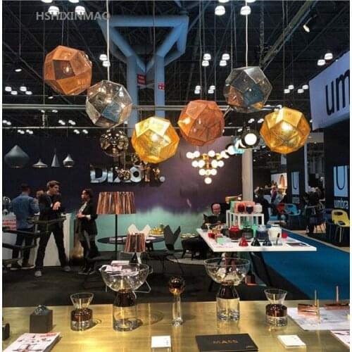 Creative light and shadow multi-faceted stainless steel ball chandelier restaurant bar bar tennis round metal chandelier decorat