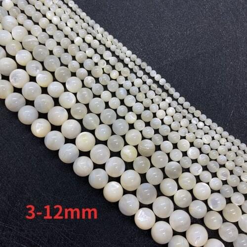 Natural Freshwater Pearl Shell Round 3-12 Beads Loose for Jewelry Make DIY Bracelets Necklaces Earrings Ring Accessories