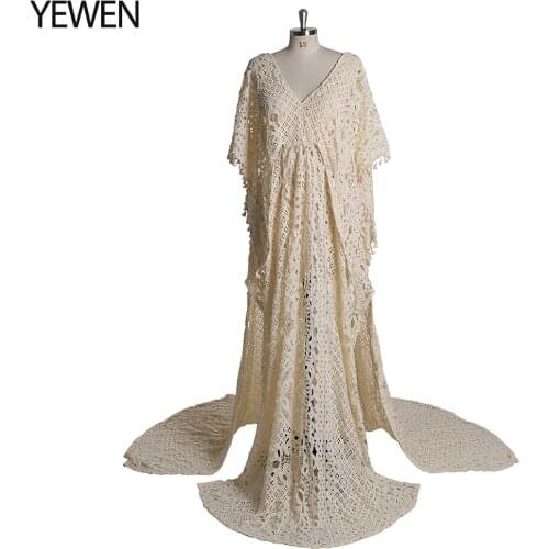 Lace Maternity Dresses For Photo Shoot Pregnancy Women Dress For Photography Long Tail Baby Shower Dress Flare Sleeve