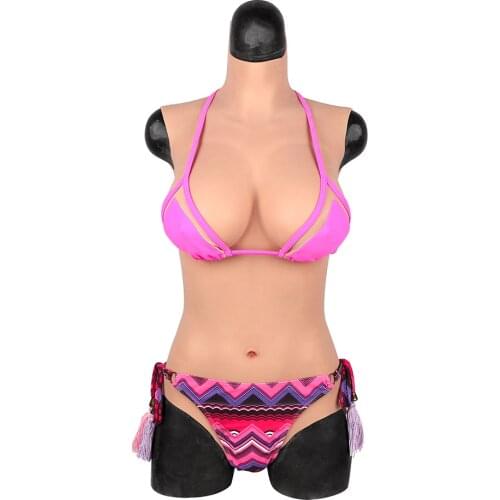 SUAISKR Swimsuit Style Catsuit For Crossdressers bodysuit with Vagina Hip Enhancer Breastplate Swimsuit Fake Breast Forms