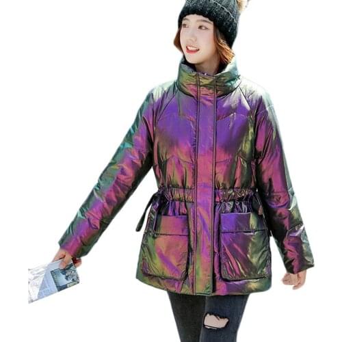 2021 Shiny Colorful Long Down Jacket Plus Size Women 90% White Duck Down Winter Warm Jackets Fashion Loose Casual Parka Overcoat