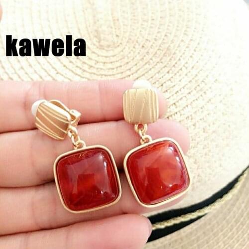New Square Fashion Sweet Cute Three Colors Clip Earring