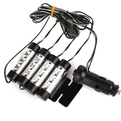 LEEPEE Universal Blue Car Atmosphere Lights Decorative Lamps 12V 4x3 LED Glow Auto Interior Light Source Accessories Decor