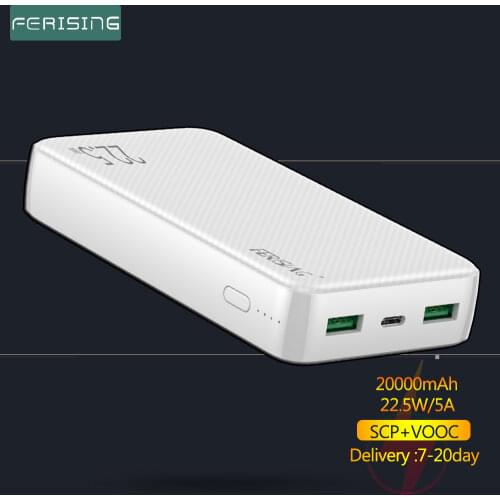 FERISING Mini Power Bank 20000mAh 22.5W Quick Charging External Battery Charger VOOC PD3.0 QC4.0 20000 mah Fast Charge PoverBank