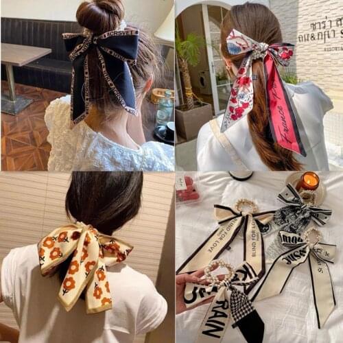 MueRaa New Arrival Pearls Ribbon Hair Accessories Set For Women Girls Elastic Hairband Headband Ins Elegant Ponytail Scrunchies