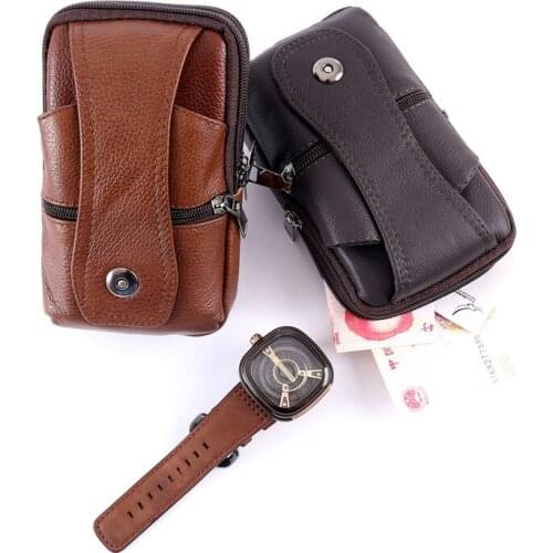 Leather mens messenger bag retro cowhide mens messenger bag small satchel mens casual business waist bag mobile phone bag