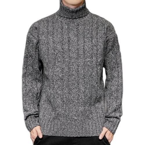 Mens Sweater Fashion Turtleneck Sweater Autumn Winter Solid Knitted Pullovers Men Causal Winter Clothes Knitted Sweater Men
