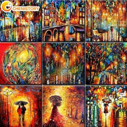 CHENISTORY Full Diamond Drill Round Abstract Mosaic Diamond Embroidery Landscape Diamond Painting Cross Stitch Diamond Art Decor
