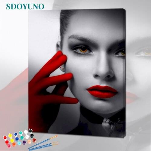 SDOYUNO Paint By Numbers Kits On Canvas Figure DIY Frame 60x75cm Oil Painting By Numbers Handpaint Women Wall Art Home Decor