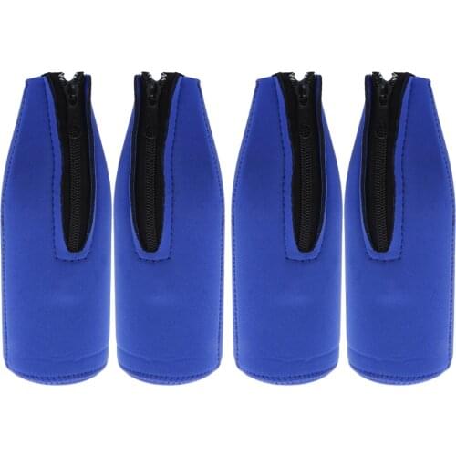 4pcs Zip Up Neoprene Bottle Cooler Sleeve Covers For Beer Soda Juice