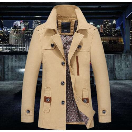 New Mens Business Jacket 2021 Fashion Autumn Men Long Cotton Windbreaker Jackets Overcoat Male Casual Trench Outwear Coat Y22