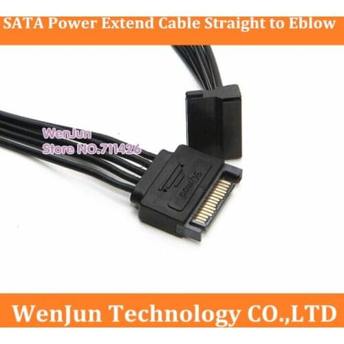 New arrived SATA Straight head to SATA eblow head Power Extension Cable 40cm SATA Adapter Cable cord