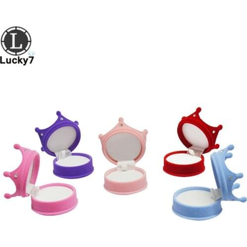 Wholesale 150pcs/lot Crown Shape Velvet Rhinestone Wedding Engagement Ring Box For Earrings Jewelry Display Gift Box Holder