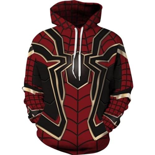 Couples Spring Womens Hooded Spider Hero Digital Printing Long Sleeve Sweatshirt Casual Loose Pullover