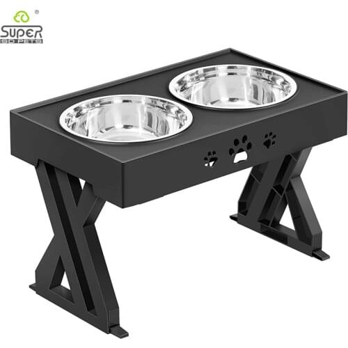 Adjustable 3-height Elevated Dog Bowls Stainless Steel Pet Feeder Non-Slip No-Spill Dish For Small Medium Large Dogs