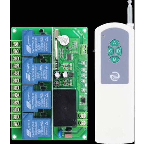 AC 220V 380V 4CH 30A Relay Wireless Remote Switch Light Lamp Motor Machine 200-3000m RF Receiver Transmitter Switch 315/433MHZ