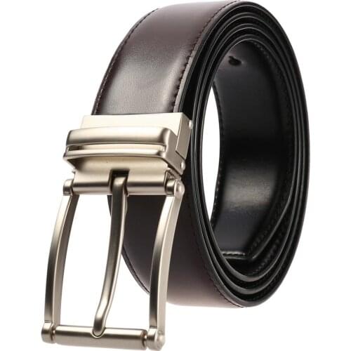 Fashion Belt Men Genuine Leather Belt for Coffee Black Cowskin Man Waist Strap with Quality Alloy Pin Buckle
