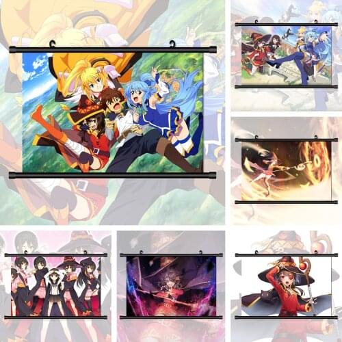 WTQ KonoSuba Megumin Aqua Dustiness Yunyun Retro Poster Canvas Painting Anime Posters Wall Decor Wall Art Picture Home Decor