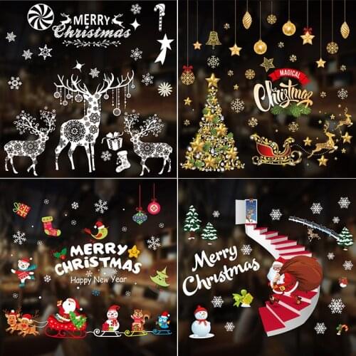 DIY Christmas Wall Stickers Window Glass Decoration Stickers Home Mall New Year Christmas decoration supplies