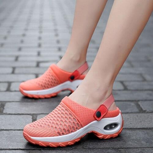 2021 net shoes increase air cushion ladies shoes walking sports sandals comfortable leisure breathable slope heel slippers