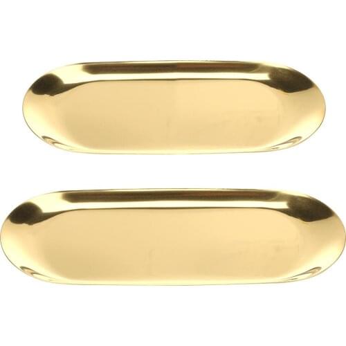 Nordic Oval Stainless Steel Storage Tray Snack Jewelry Metal Home Organizer Metal Tray Storage Supplies