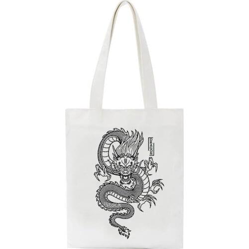 Dragon Bags Print Bf Casual Chic New Harajuku Punk Large-Capacity Canvas Ulzzang Ins Hip Hop Women Shoulder Bags