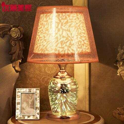 TUDA 2020 New Style 3D Fireworks Glass Table Lamps For Bedroom Bedside Lamp Living Room Wedding Gift Decorative LED Table Lamp